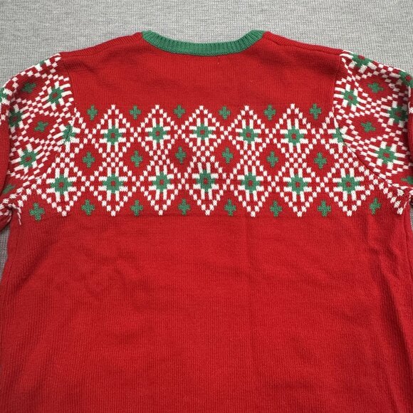 Festive Cow Holiday Christmas Sweater Size 2XL Red Blue Ugly Xmas Knit Pullover - Picture 7 of 15